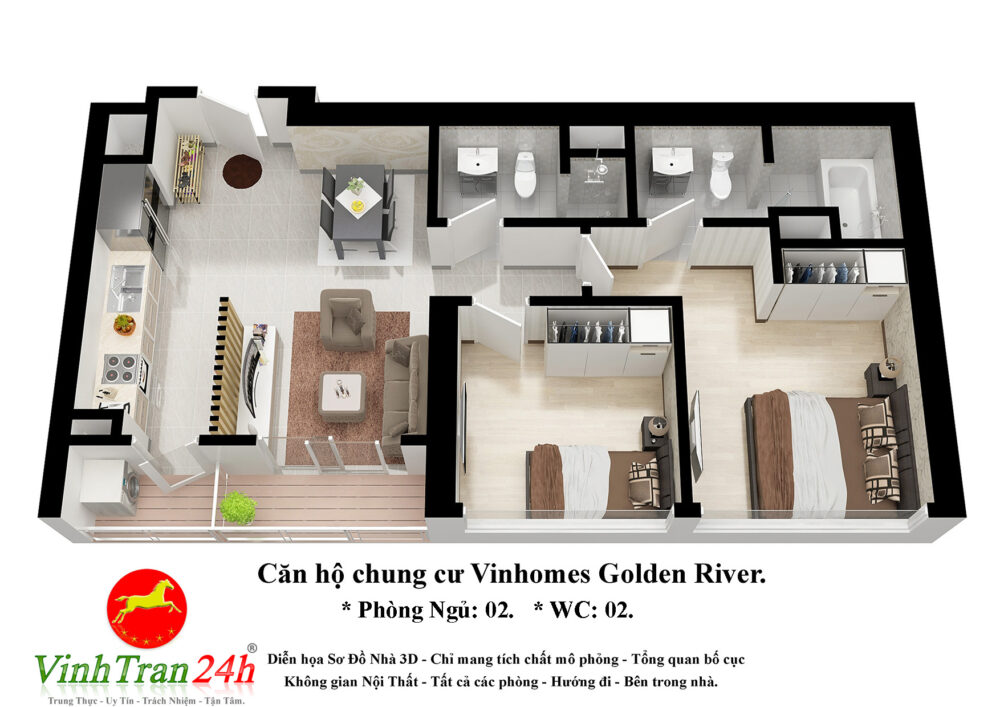 Sơ đồ mặt bằng 3D Vinhomes Golden River