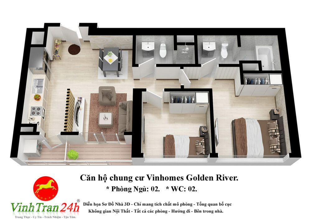 floor plan 3D - 2D căn hộ
