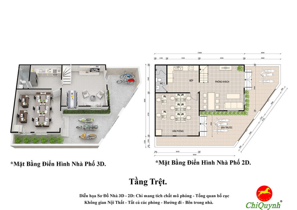 Mô hình 3D cho bất động sản Tầng trệt