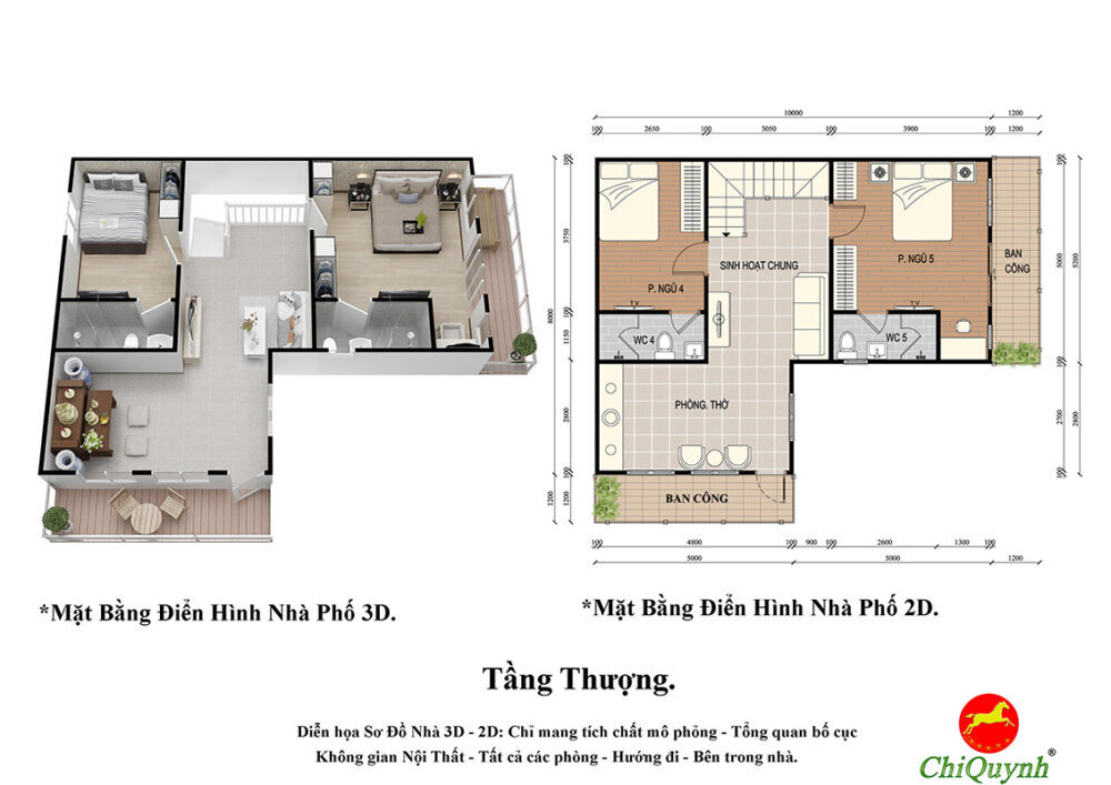 Mô hình 3D cho bất động sản Tầng 2