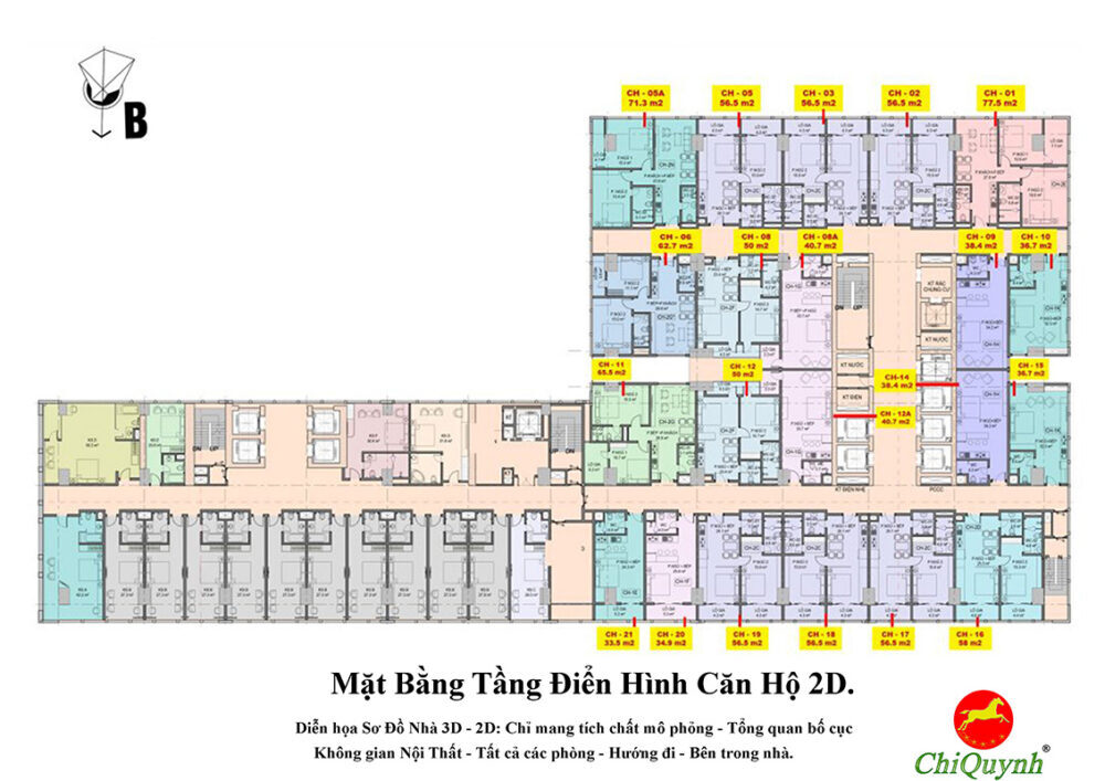 mặt bằng tầng điển hình 2d.