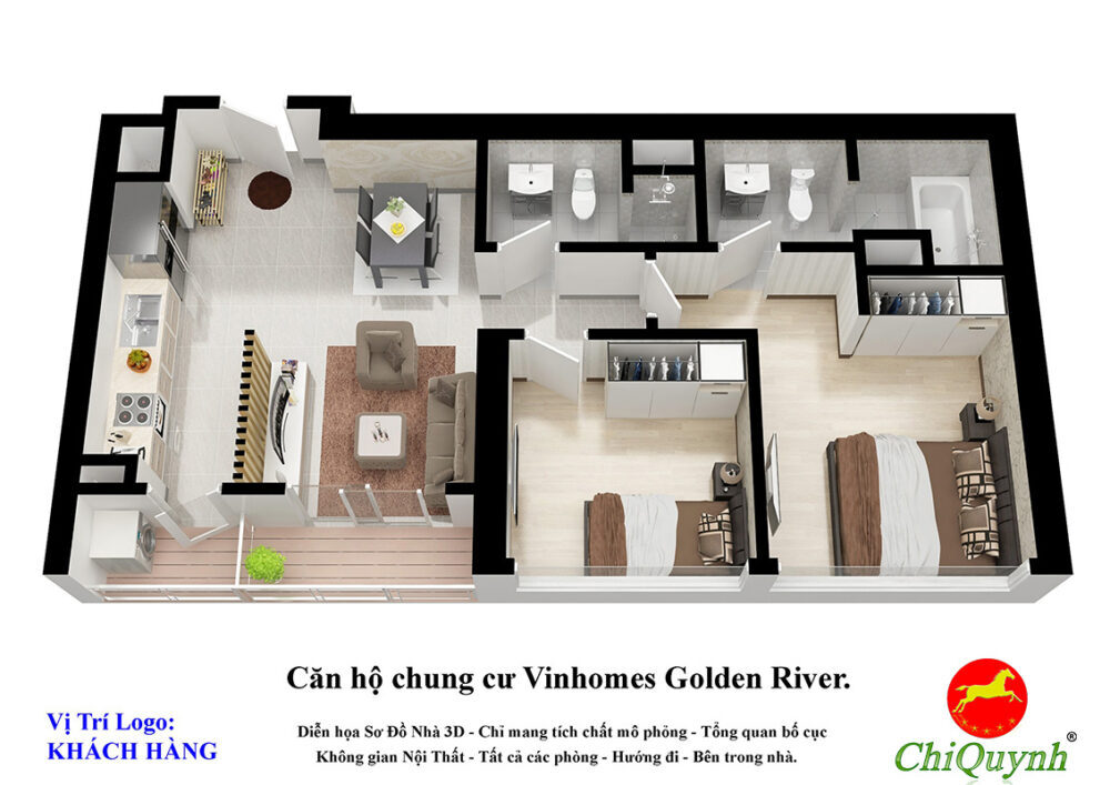 Mặt bằng căn hộ mẫu 3D