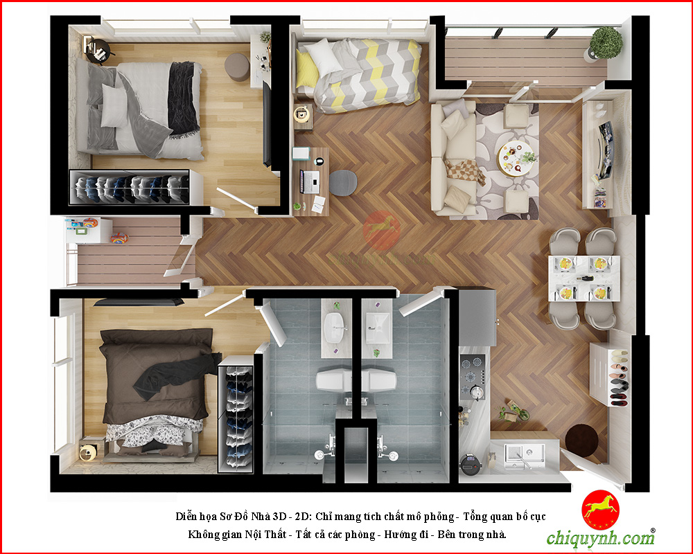 Căn hộ chung cư Floorplan 3D