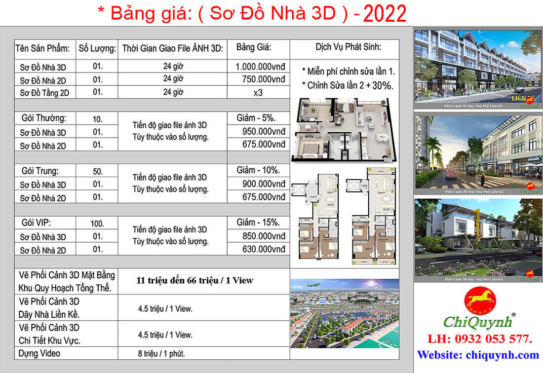 Bảng giá Floorplan 3D-2D